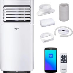 MEDION Smart Climatiseur Mobile P1002 (10000 BTU, 3-en-1, Refroidir, Déshumidification, Ventilation, jusqu'à 34m2, kit de joint de fenêtre, mode sommeil, contr?le Wifi, Télécommande, écran, MD 37733)