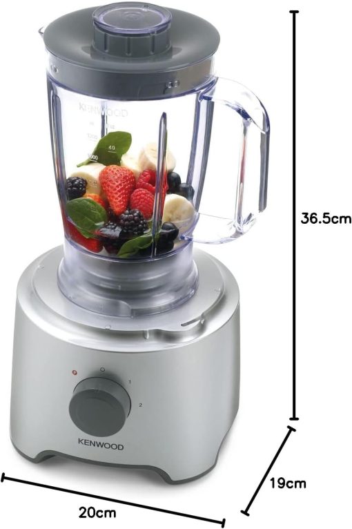 Kenwood Multipro Compact FDP31.170GY Food Chopper Robot with 2 Speeds + Pulse Included, 1.2 L Blender, 2.1 L Bowl, for Chopping, Grating and Kneading, 800 W - Image 10