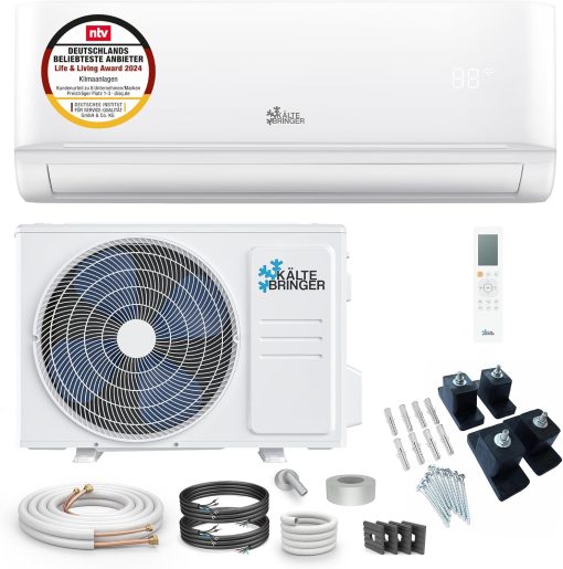 K?ltebringer Climatiseur Split - 18000 BTU (5,1 kW) - Avec fonction chauffage, WiFi et App - très silencieux & économe en énergie - kit complet, 5m conduite de frigorigène, R32, matériel de montage - Image 3