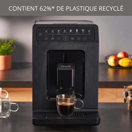 Krups Machine à café grains automatique, 2 boissons simultanées, 8 boissons préréglées, Entretien facile, Plastique recyclé et recyclable, Fabriqué en France, Evidence Eco-Design EA897B10 - Image 7