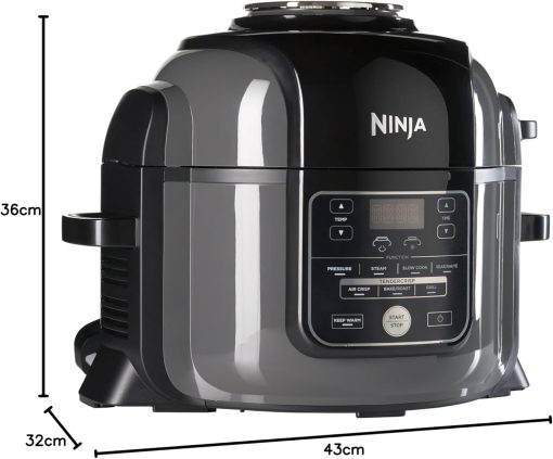 Ninja Foodi MINI 6-en-1 4.7L Multicuiseur, Autocuiseur Multifonction, Friteuse, 6 fonctions de cuisson dont Cuisson lente et Vapeur, 1460W, Gris/Noir OP100EU - Image 25