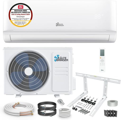 K?ltebringer Climatiseur Split - 18000 BTU (5,1 kW) - Avec fonction chauffage, WiFi et App - très silencieux & économe en énergie - kit complet, 5m conduite de frigorigène, R32, matériel de montage - Image 2