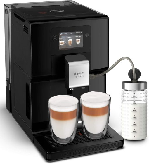 Krups Machine à café broyeur à grain, Ecran tactile couleur, 11 recettes préenregistrées, Indicateurs lumineux intuitif, accès bacs en frontal, Nettoyage facile, Intuition Préférence EA873810 - Image 2