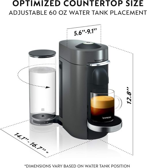 Nespresso Vertuo Plus Coffee and Espresso Maker by De'Longhi, Titan - Image 3