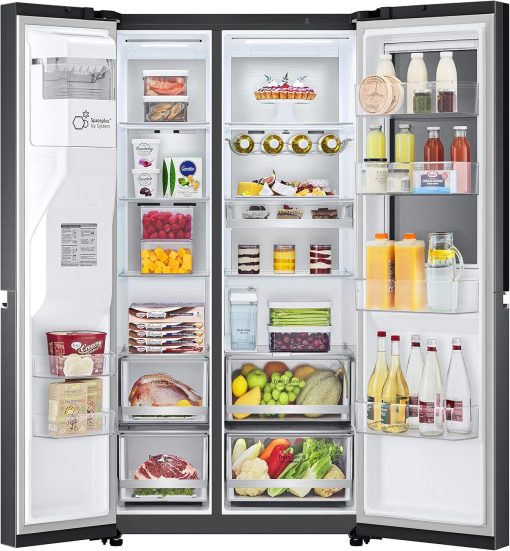 LG GSXV91MCAF Réfrigérateur combiné - Side by Side, 635L, InstaView, Total No-Frost, Compartiment congélation, Distributeur d'eau et glace UVnano, Compresseur Inverter Linear, Wi-Fi, Noir, Classe F - Image 9