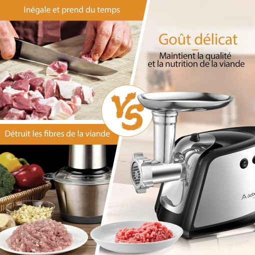 AOBOSI 4-in-1 Meat Grinder Electric Meat Grinder with 4 Stainless Steel Cutting Plates, 1 Kubbe and 3 Sausage Filling Tubes, Motor [3000w Max], Mincer with 2 Blades. - Image 4