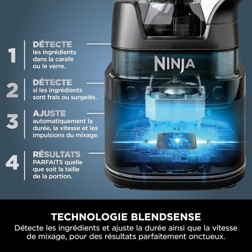 Ninja Detect Power Blender Processor Pro 3-en-1, mixeur 1200W, bol à mélanger, lame malaxeur, gobelet individuel, récipient, pétrir, mixer, hacher et mélanger, noir, TB401EU - Image 7