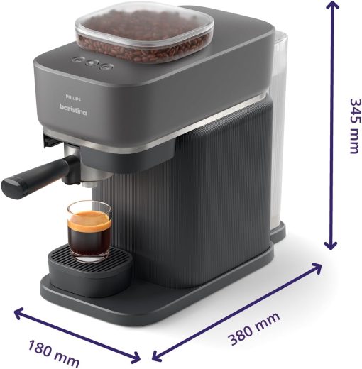 Philips Baristina Machine à expresso - Un véritable expresso, en toute simplicité - Compacte - 16 bars de pression - Broyeur intégré - Machine blanche avec porte-filtre blanc (BAR300/00) - Image 39