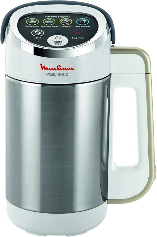 Moulinex Blender chauffant, Mixeur soupe, Puissance 1000 W, Capacité 1,2 L, 5 programmes automatiques, Double paroi, Maintien au chaud 40 min, Livret recettes, Easy Soup, Inox LM841B10 - Image 2