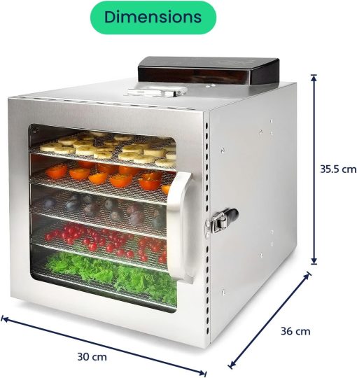 Vita5 Nobel Pro6 Food Dehydrator with 6 Stainless Steel Trays - Dehydrator with 24-Hour Timer and Temperature 35-75°C - Dehydrator for Meat, Fruit, Mushrooms - 650W Food Dehydrator - Image 16