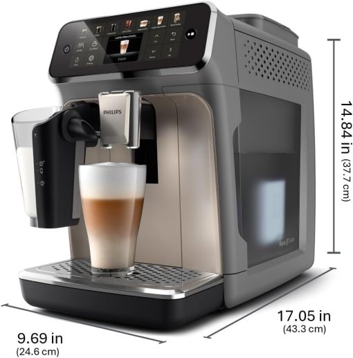 PHILIPS 4400 Series Fully Automatic Espresso Machine – 12 Hot & Iced Coffees, Quick-to-Clean LatteGo Milk System, SilentBrew, QuickStart, Ceramic Grinder, Black Chrome (EP4444/90) - Image 4