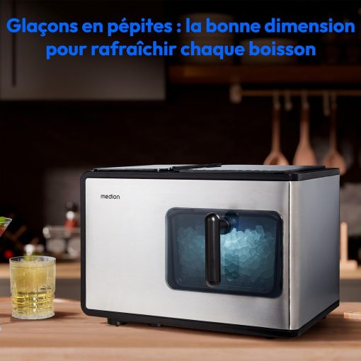 MEDION Ice maker (ice cube size small & large, 2.6 litre water tank, short production time approx. 10 minutes, crystal clear ice cubes, self-cleaning, control window, screen, - Image 8