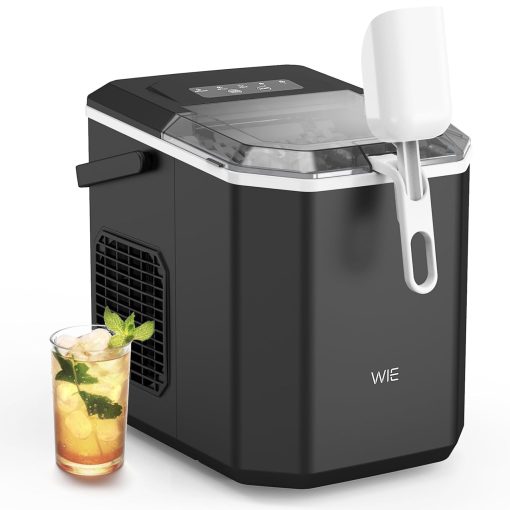 WIE Ice Maker, 12kg in 24h, Quiet Counter Top Ice Maker with Ice Scoop, Self-Cleaning and Portable Ice Maker for Home/Kitchen/Camping