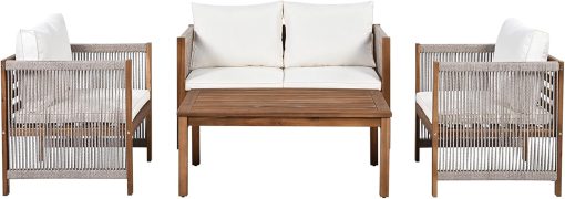 Zepneiy Salon de Jardin, Salon de Jardin 4 Personnes, avec canapé, Table Basse et Coussins, Housse en Tissu déhoussable et Lavable, Noir (Coussins d'assise Inclus) - Image 19
