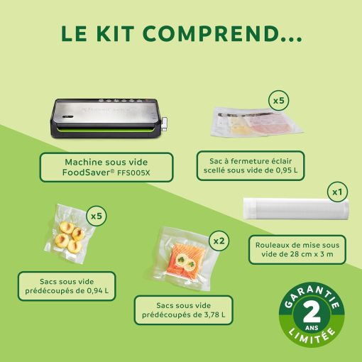 FoodSaver FFS005X Vacuum Sealer with Storage Compartment for Roll and Cutter, Pulse Function for Fragile Food, Includes Matching Accessories and Vacuum Bags - Image 14