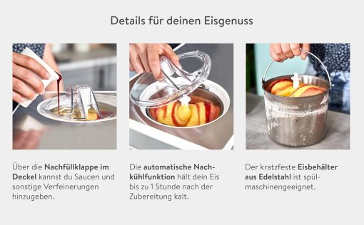 SPRINGLANE Sorbetière et yaourtière Elisa 2,0 L avec compresseur auto-refroidissant 180 W (Argent, avec accessoires) - Image 4