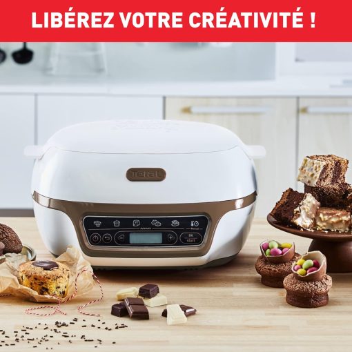 Tefal Machine à gateaux, 5 programmes automatiques pour réglage, 1 mode manuel, 3 moules flexibles, 1 grand moule en acier revêtu, Compatible avec moules Crispybake, Cake Factory+ KD802112 - Image 6