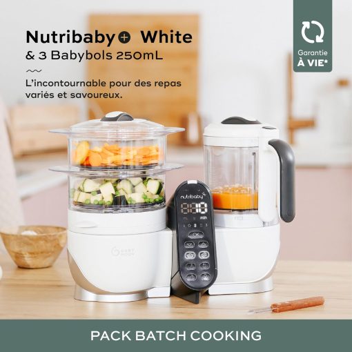 Babymoov Nutribaby(+), Robot Cuiseur Bébé Multifonctions 6 en 1, Cuiseur Vapeur Mixeur, Grande Capacité 2,2L, Petits Pots Bébé Faits Maison, Idéal Diversification Alimentaire, Gris - Image 28
