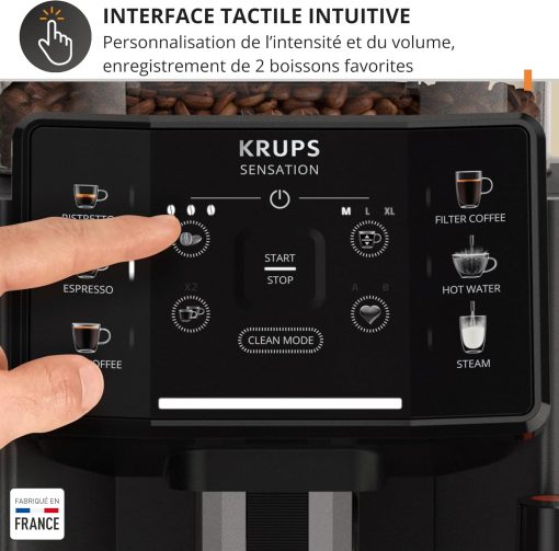 Krups Sensation C50, Machine à café grains, machine expresso, 5 boissons accès direct, Interface tactile, Facile à utiliser, Nettoyage automatique, Buse vapeur Cappuccino, Fabriqué en France EA910810 - Image 17