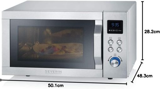 SEVERIN Four à micro-ondes 30 L, 2 500 W, avec fonction gril et chaleur tournante, avec 5 niveaux de puissance, 10 programmes automatiques, Inox/Noir, MW 7775 - Image 24