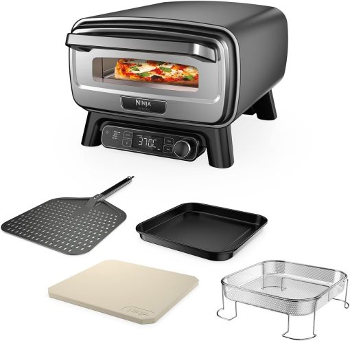 Ninja Woodfire 8-in-1 Electric Outdoor Pizza Oven, Rotisserie & Smoker BBQ with Grate, Pro-Heat Plate, Pizza Stone, Wood Pellets and Shovel, 6 Settings, Dark Orange OO101EU - Image 2