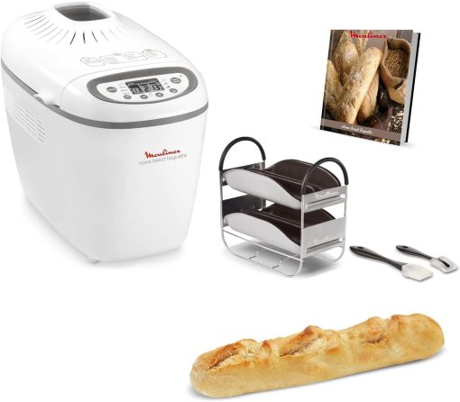 Moulinex Home Bread Baguette Roll Maker, 16 Programs, Even Results, Up to 1.5 kg Fresh Bread, Crispy Plates, 3 Levels of Frying, OW610110, White - Image 3