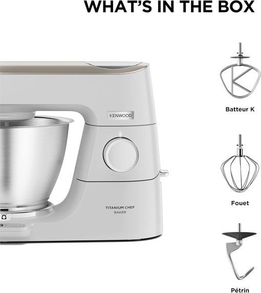 Kenwood Titanium Chef Baker KVC65.001WH, Pastry Robot with Integrated Scales, Including 3-Piece Pastry Set, Spatula & Splash Protection, 1200 W, White - Image 18