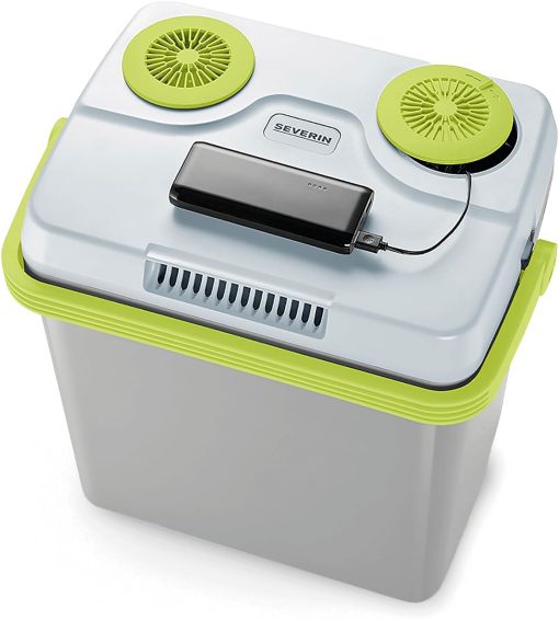Severin Glacière électrique, 25 L, Inclus 3 cables d'alimentation Dont allume-cigare12 V et cable USB, Vert/Gris, KB 2925 - Image 3