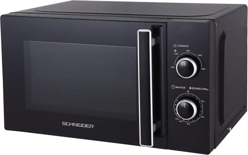 SCHNEIDER SCMW20SMB, Micro ondes solo, 20 litres, Fonction décongélation, 5 niveaux de puissance, Puissance (700W), Commande mécanique, Plateau tournant (25.5cm), Noir - Image 2