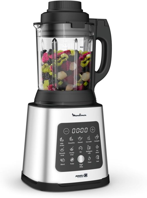 Moulinex Perfectmix Cook blender chauffant à haute vitesse, 10 programmes automatiques, 1400 W, YY5607FG, Noir et Transparent, Métal - Image 9