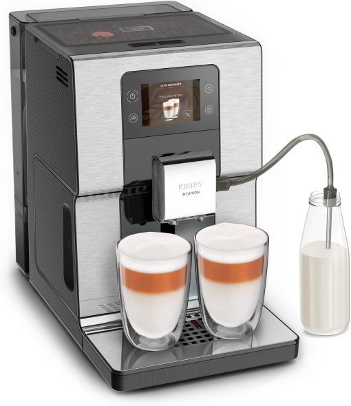 Krups Machine à café broyeur à grain, Ecran tactile couleur, 11 recettes préenregistrées, Indicateurs lumineux intuitif, accès bacs en frontal, Nettoyage facile, Intuition Préférence EA873810 - Image 5