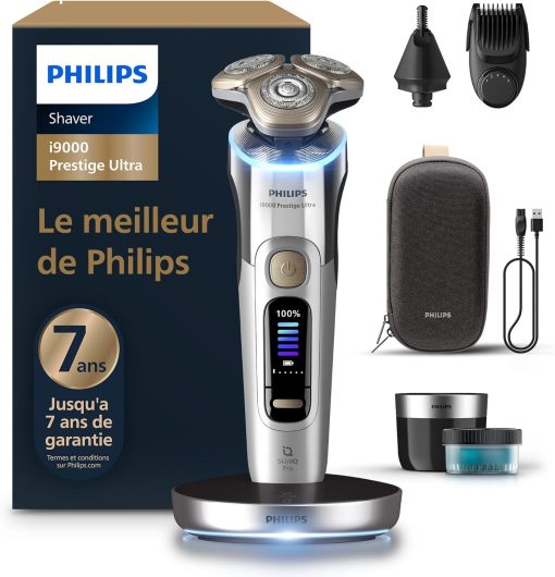 Philips Rasoir i9000 Prestige Ultra, Rasoir électrique 100% étanche, Technologie Skin IQ Pro, Système Triple Lift & Cut, Lames de précision NanoTech rotatives 360°, 5 modes de rasage, XP9401/38 - Image 7