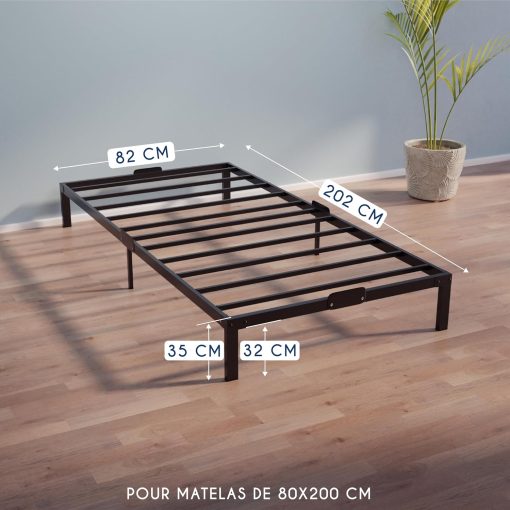 Dreamzie Cadre de Lit 160x200 avec Sommier - Sommier 160x200 avec Pieds - Hauteur de 35 cm - Structure Solide, Assemblage Facile et Espace de Rangement - Image 25