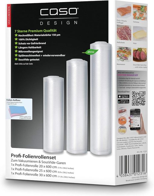 Caso FastVac 500, Professional Commercial Vacuum Sealer, Stainless Steel, Double Piston Pump, 15 Litres/Minute, Includes 2 Free Foil Rolls - Image 20