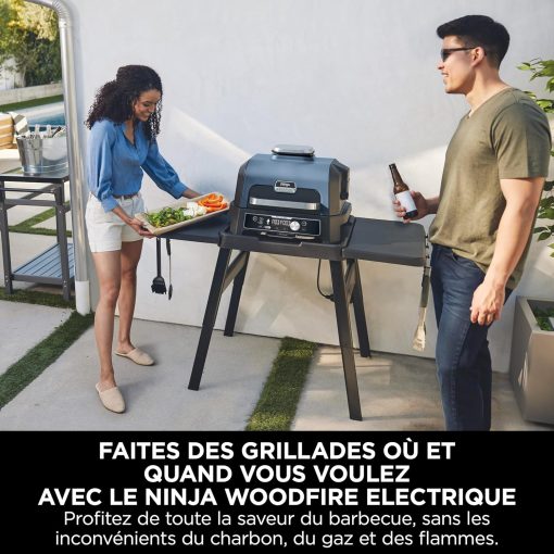 Ninja Woodfire Barbecue électrique et fumoir Pro XL avec thermomètre, barbecue et Air fryer d'extérieur 4-en-1 avec système Smart Cook et granulés Woodfire, portatif, gris/noir, OG850EU - Image 18