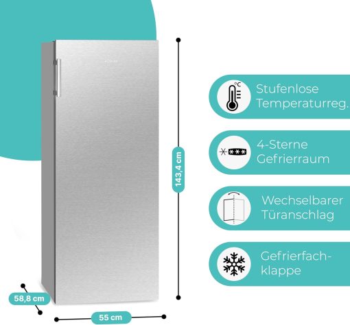 Congélateur 165L blanc Bomann GS7317-1-blanc, Volume net : 165 litres, pose libre, éclairage intérieur à LED, Température réglable, silencieux, economique Congélateur 4 étoiles - Image 2