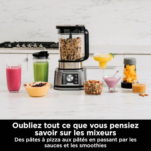 Ninja Foodi Power Nutri Blender 3-in-1 Blender for Smoothie Bowls, Thick Spreads and Iced Drinks, Automatic Programs, 2.1 L, 700 ml and 400 ml, 1200 W, Silver CB350EU - Image 2