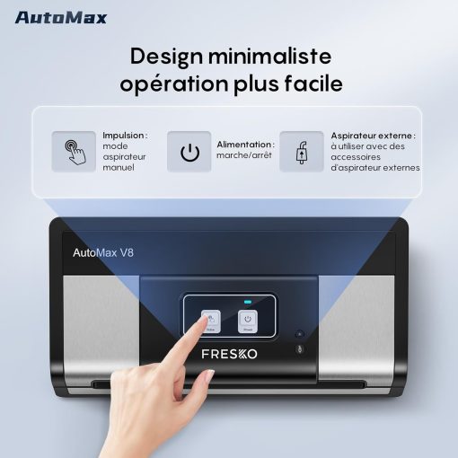 FRESKO Automatic Vacuum Sealer Machine, 140 Watts, Hands-Free Vacuum Machine, Dry/Wet Detection, 2 Roll Bag, Built-in Cutter and Bag Storage (AutoMax V8) - Image 5