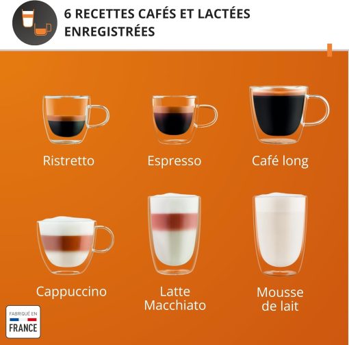 Krups Sensation C50, Machine à café grains, machine expresso, 5 boissons accès direct, Interface tactile, Facile à utiliser, Nettoyage automatique, Buse vapeur Cappuccino, Fabriqué en France EA910810 - Image 4