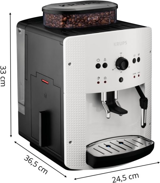 Krups Machine à café grain, 1,7 L, 2 tasses en simultané, Nettoyage automatique, Buse vapeur pour Cappuccino, Cafetière espresso, Essential noire YY8125FD, Noir - Image 9