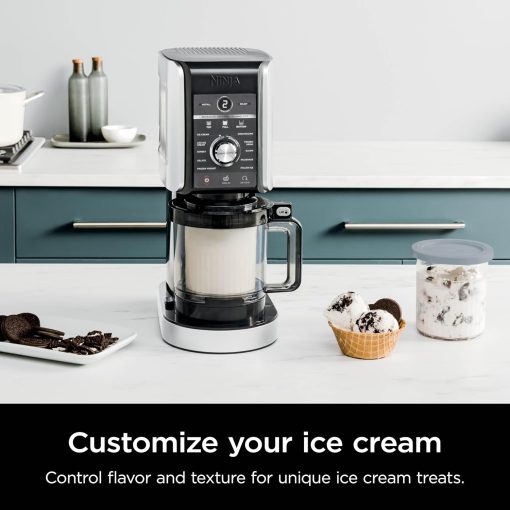 Ninja NC301 CREAMi Ice Cream Maker, for Gelato, Mix-ins, Milkshakes, Sorbet, Smoothie Bowls & More, 7 One-Touch Programs, with (2) Pint Containers & Lids, Compact Size, Perfect for Kids, Silver - Image 25