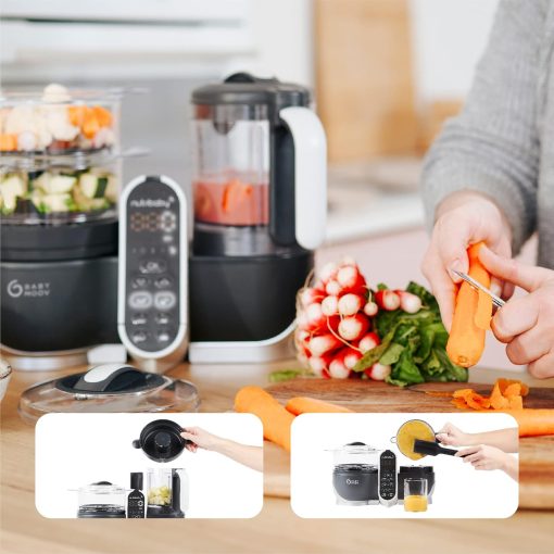 Babymoov Nutribaby(+), Robot Cuiseur Bébé Multifonctions 6 en 1, Cuiseur Vapeur Mixeur, Grande Capacité 2,2L, Petits Pots Bébé Faits Maison, Idéal Diversification Alimentaire, Gris - Image 14