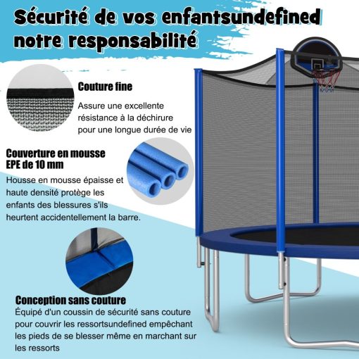 Trampoline d'Extérieur ?366 cm Trampoline avec Panier de Basket Filet de Protection Trampoline pour Enfants et Adultes - Image 5