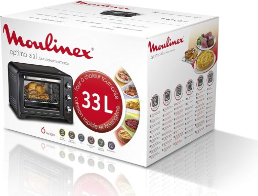 Moulinex Optimo 33L Four Electrique Chaleur tournante Noir 6 Modes de Cuisson pain pizza tartes gateaux patisseries Grille et Leche frites inclus OX464810 - Image 11