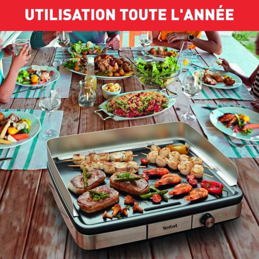 Tefal Plancha Electrique Maxi Plancha XXL 10/12 Personnes Plancha Intérieur Et Extérieur Inox CB690D12 - Image 3