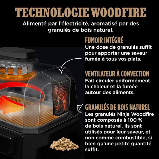 Ninja Woodfire Barbecue électrique et fumoir Pro XL avec thermomètre, barbecue et Air fryer d'extérieur 4-en-1 avec système Smart Cook et granulés Woodfire, portatif, gris/noir, OG850EU - Image 19