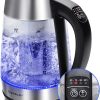 Aigostar Cris - Bouilloire en verre Température Réglable 2200W, 1.7L. Thermostat Réglable (60 à 100oC) et fonction maintien au chaud, Filtre à thé amovible, éclairage LED de couleurs, Sans BPA.
