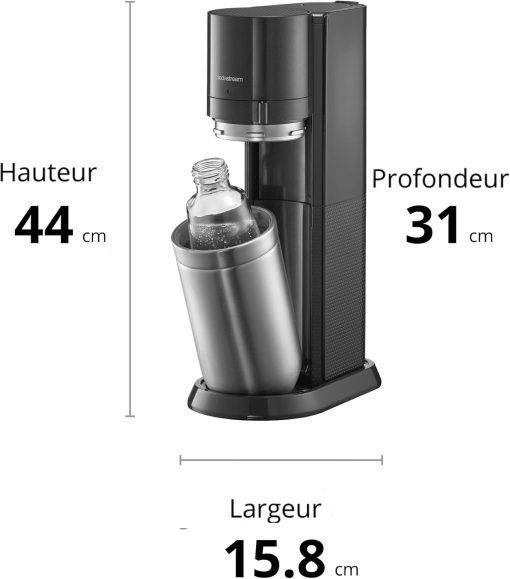 SodaStream Duo Sparkling Water Machine for Glass Jug | Pack of 2 Glass Jugs 1L + 1 Bottle 1L Dishwasher Safe + 1 60L Gas Refill Clip On | Black [Amazon Exclusive] - Image 7
