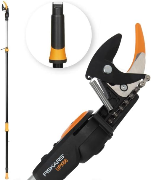 Fiskars Coupe-Branches Multifonctions Télescopique, pour Bois vert et Rameaux, Revêtement antiadhésif, Lame en acier/manche en aluminium, longueur 2,4 - 4 m, noir/orange, UPX86, 1023624 - Image 8