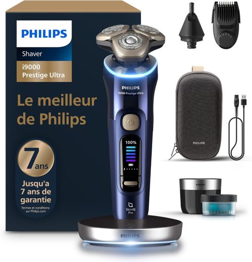 Philips Rasoir i9000 Prestige Ultra, Rasoir électrique 100% étanche, Technologie Skin IQ Pro, Système Triple Lift & Cut, Lames de précision NanoTech rotatives 360°, 5 modes de rasage, XP9401/38 - Image 6